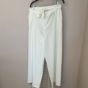 Wide Leg Paperbag Waist Pants - White